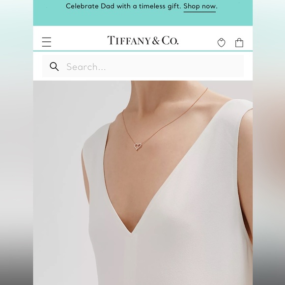 Tiffany &Co. Necklace Mini Heart Pendant Diamond 18k Pink Gold - Picture 3 of 7